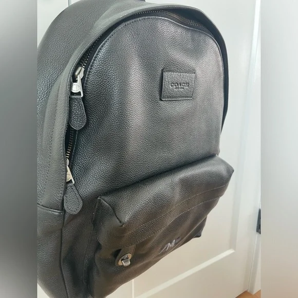 Coach black genuine leather campus backpack rucksack